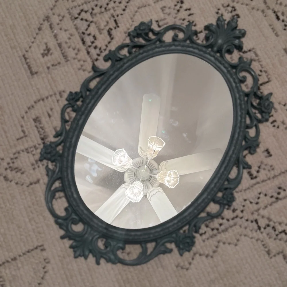 Blue Plastic Mirror Ornate Mirror Hollywood Regency